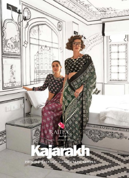 Kajarakh By Rajtex Printed Satin Crepe Best Sarees Wholesale Shop In Surat